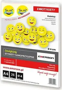 Label roll EMERSON A4 Ø40 mm self-adhesive round labels, 25 sheets per pack