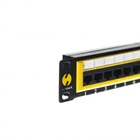 Patch panel NETRACK 104-06 1U, 6x RJ-45, U/UTP, rack-mount, depth 82 mm, black/yellow