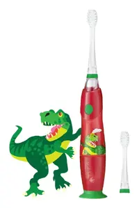 Electric vibrating toothbrush Brush-baby BRB192 for children, battery AAA, 1 handle, 2 brush heads, red/transparent