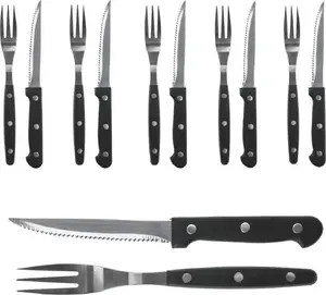 Cutlery Set for Steaks and Burgers BBQ 12-piece — knives and forks, universal tableware