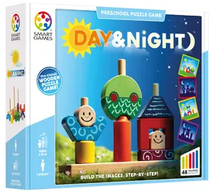Galda puzle Smart Games Day & Night — viena spēlētāja loģikas uzdevumi, 3–6 gadu, daudzkrāsaina