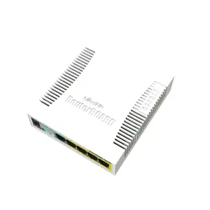 Network switch MikroTik RB260GSP — Managed 5× Gigabit (10/100/1000) with PoE, DC-in, white