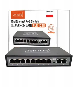 Network Switch zenwire 1028 — 10-port Ethernet RJ45 switch, 8 PoE ports, 2 LAN ports for IP cameras