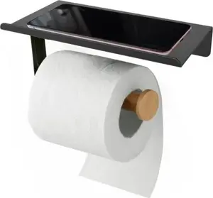 Toilet Paper Holder with Shelf Tadar TD-4981 — wall-mounted, black, bathroom accessory