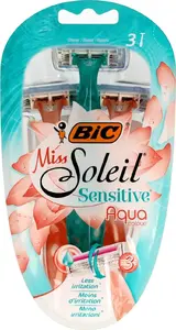 Razor BIC Miss Soleil Sens.Aqua3CLI& — disposable women's razor, 3 blades