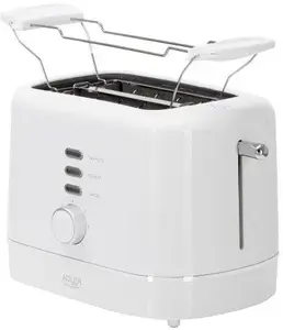 Toaster Adler AD 3224 white — 7 browning levels, defrost and reheat functions, bun rack