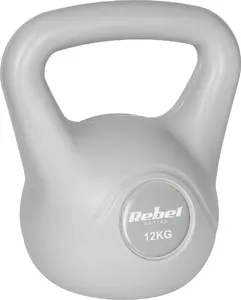 Kettlebell Rebel Active 12 kg — liekta kettlebella ar bituma pārklājumu, pelēka