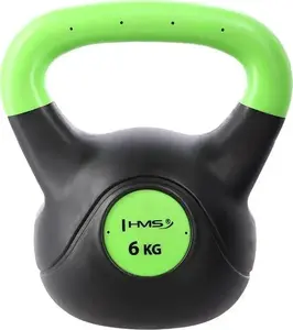 Kettlebell HMS KPC06 6 kg — lējuma svaru bumba ar bitumena pārklājumu rokturī
