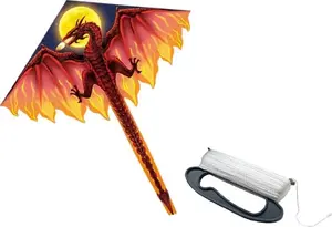 Kite LEANToys Large Red Dragon with Long Tail — 170 × 130 cm