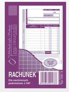 Invoice Book Michalczyk & Prokop Rachunek dla zwolnionych podmiotowo z VAT A6 80 sheets (232-5)