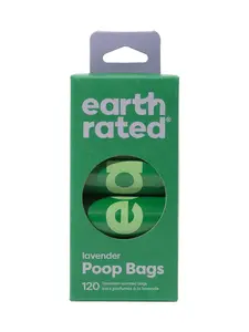 Пакеты для собачьих отходов Earth Rated на рулонах, пластиковые с ароматом лаванды, 120 шт., зелёные