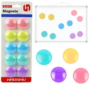 Magnetic Board Marker Set Lean 10 pcs, colored round magnets 3 cm