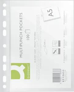 Document sleeve Q-Connect A5 clear 50 µm pack of 100 (KF15633)
