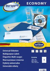 Самоклеящиеся этикетки Avery Zweckform Economy ELA036 105 × 70 мм белые, 100 листов × 8 упаковок