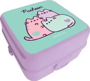 Двухуровневый контейнер для завтрака для детей DISNEY Pusheen — фиолетовый, с перегородкой
