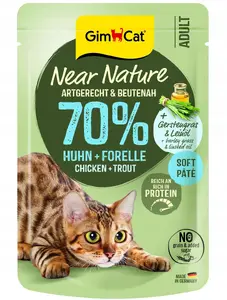 Mitrs kaķu barības maisiņš Gimborn GIMCAT Near Nature vistas un foreles 85 g