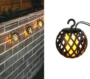 Outdoor solar garden lights Saska Garden 5-piece LED flame globe set, rechargeable, wireless