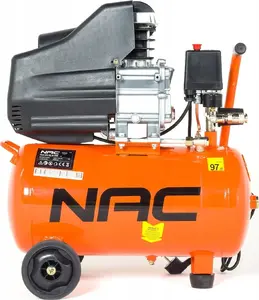 Gaisa kompresors NAC OLC-24-15-K-OW — eļļots, 24 L tvertne, 1,5 kW motors, maksimālais spiediens 8 bar