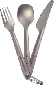 Camping cutlery set LIFEVENTURE Superlight Titanium Cutlery Set, model 3621, universal portable utensils