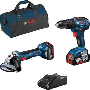 Набор Bosch GWS18V-10 + GSB18V-50: аккумуляторная угловая шлифмашина и шуруповерт, 1x2,0Ah + 1x5,0Ah, зарядное GAL18V-40, XL-BOXX
