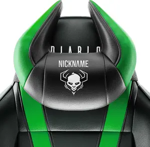 Galvas balsts Diablo X-Horn no Diablo Chairs ar personalizētu izšuvumu, melni-zaļa