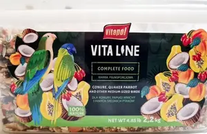 Полнорационный гранулированный корм для конур и средних попугаев Vitapol Vitaline, ведро 2,2 кг