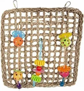 Игрушка для птиц Duvo+ сетка из морской травы с подвесками, 41 x 37 см