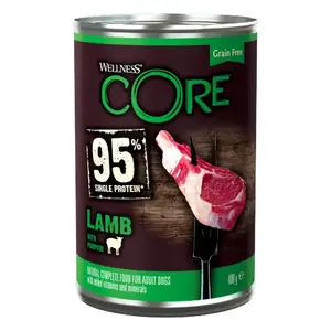 Wellness CORE 10856 suņu mitrā barība Jēra gaļa, Ķirbis Pieaudzis suns 400 g