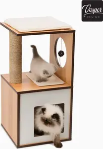 Catit Vesper V-Box cat tree, walnut finish, size S, 37 x 37 x 72.5 cm