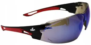 Protective glasses MCR Safety Sennen with blue mirrored lenses and black-red frame