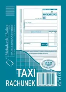 Čeku grāmatiņa Anna Zaradna TAXI RACHUNEK A6 — priekšdrukātas taksometra čeku lapas, A6 formatā