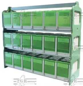 Стеллаж с 18 зелёными лотками Katex DG-3086, 71×22×62 см