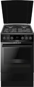 HANSA FCMM58329 электрическая духовка с газовой варочной панелью, 65 л, класс энергоэффективности A, матовый чёрный