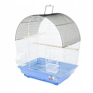 Putnu būris Panama Pet modelis PP-51615 apaļš zils ar melniem un ziliem stieplem 36 x 28.8 x 46 cm