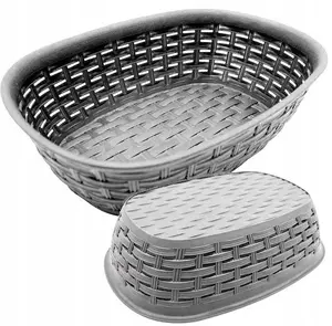 Katex basket 2 L RATTAN in ash grey, dimensions 255×170×73 mm
