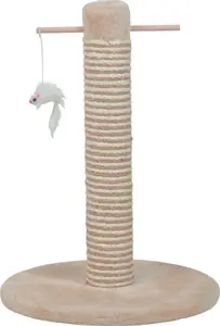 Cat scratching post ZOLUX model 504181 bi-material 48 cm with 2 hanging toys, beige