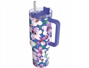 Ceļojumu krūze QUOKKA Quokka Stream no nerūsējošā tērauda 1200 ml ar salmiņu (Flower Dusk)
