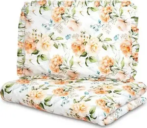 Cot bedding set Sensillo PIWONIA 2-piece 100×135 cm – duvet cover and fitted sheet