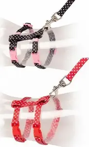Cat Harness Duvo+ SZELKI DLA KOTA W KROPKI adjustable 20–35 cm neck/10 mm strap length 125 cm