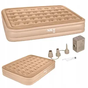 Inflatable Double King Size Mattress beige with electric pump, nils extreme NC2808