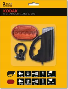Velosipēda LED lukturi Kodak Active 50 priekšā un aizmugurē IP44, 2 gb.