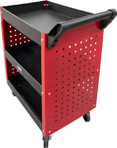 Metal Workshop Trolley 3-Tier with Perforated Panels AWTools AW15092BL