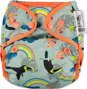 Многоразовая многофункциональная однослойная тканевая подгузник Close Caboo Pop-in AIO Toucan с кнопками, 4.5–16 кг, 1 шт.