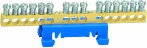 Terminal block Simet 15‑pole neutral connector N, for TS35 DIN rail, 15×16 mm², model 870N/15 (blue)