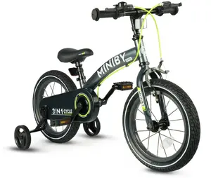 Bērnu skrējiens velosipēds Qplay Miniby 14" pelēks — bezpedāļu, viegla rāmis