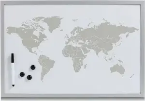 Magnetic wall map board ZELLER 60x40 cm, aluminium frame, writable surface