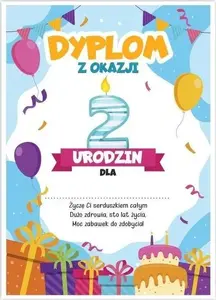 Greeting card pack LearnHow Dyplom A5 - second birthday design, 5 pieces