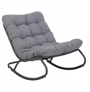 Dārza šūpuļkrēsls Lacestone VIBE ar spilvenu, tērauda rāmis, melns/ pelēks, 115 cm