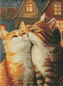 Diamond mosaic canvas without frame Ideyka 'Zakochane koty' 30x40 cm