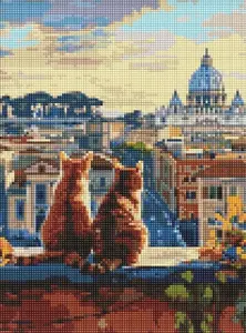Wall Art Mosaic Panel Norimpex Diamentowa mozaika — Cats in Rome 30x40 cm